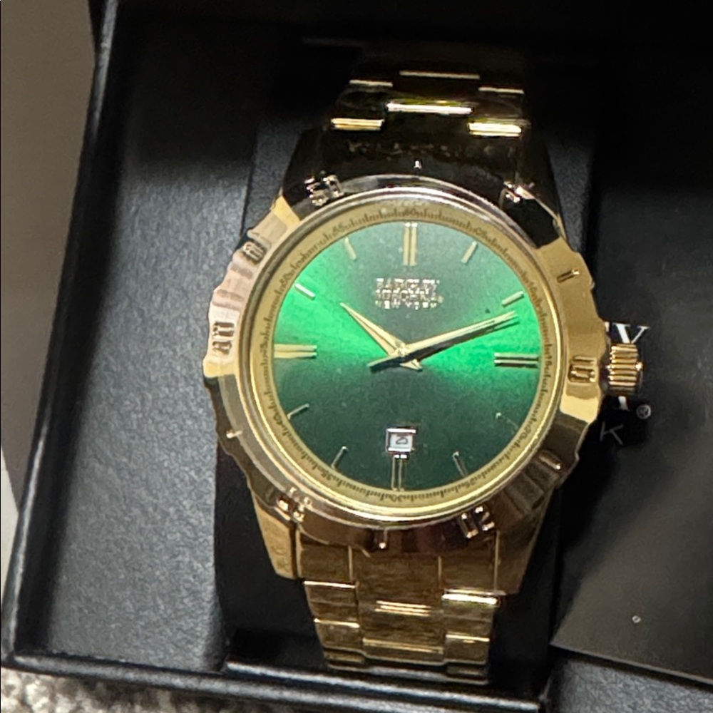 Badgley Mischka Men's Watch with Gold Band and Green Face